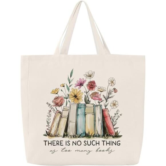 Canvas Book Tote Bag, Book Lover Gifts for Women,Bookish Presents Reading - Picture 1 of 7